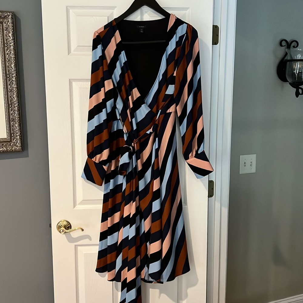 Halogen striped wrap dress- xxl